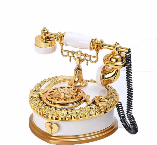 Vintage wijzerplaat telefone vormige muziekdoos