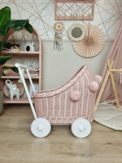 Prútená bábika Pusher Pink - biela