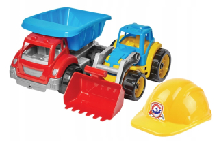 Tryper Auto + Bulldozer + piesočná prilba pre deti