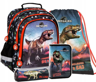 Sada 4 El. Batoh ceruzky vrecká dinosaury