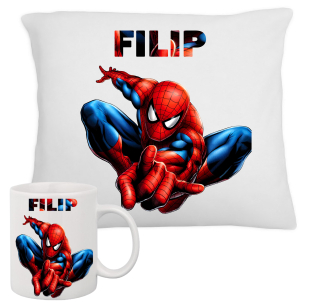 Detská súprava + vankúš Spiderman + meno