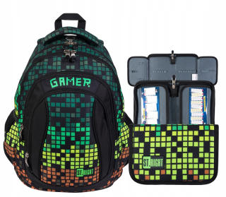 Pixel Gamer Majewski School Backpack set