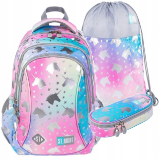 Škola Set PC1 St.right Ombre Unicorns 3in1