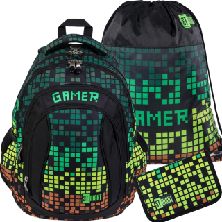 Škola Set St.right batoh BP4 Pixel Gamer 3in1