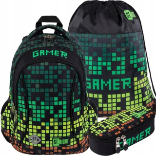 Škola Set St.right batoh Pixel Gamer 3in1