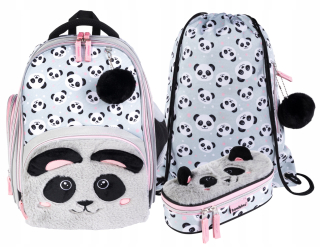 Set School Bag School batoh Panda Bear Majewski
