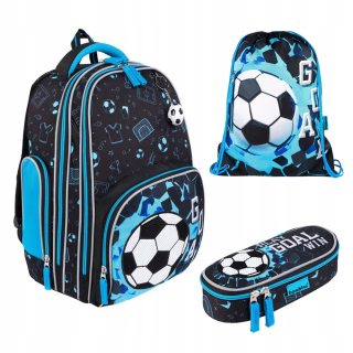 Sada 3 prvky školský batoh +puzdro na ceruzku +futbal vrece
