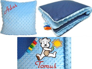 Minky kocyk set s názvom 75x100 výšivkový vankúš
