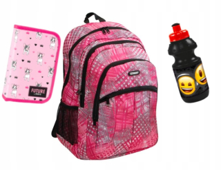Sada batohu + puzdro na ceruzku + fľaša na vodu pre dievčatá
