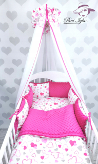 Sada detskej postieľky (fuchsia + ružová láska)