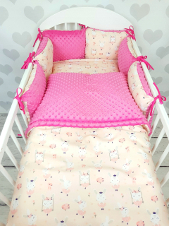 Súprava detskej postieľky (Azaela Pink Rose + Bunnies on