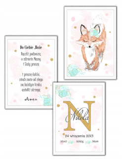 Fox Set Gold Rabbit Poster Metric A4