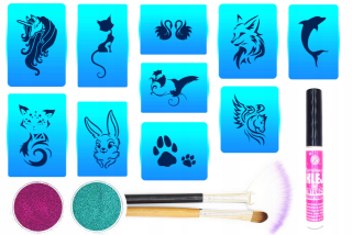 Sada č. 4 Glitter Tetovanie šablóny peľové lepidlo