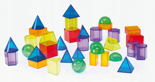 Sada priehľadných geometrických blokov