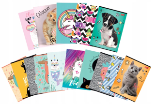 Notebooky 15 ks. A5/16 UNIPAP Mix Cards