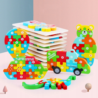 Karikačné zvieratá Montessori puzzle pre deti