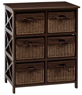 Jyssk Oure Brown Wicker Dresser 6 koše