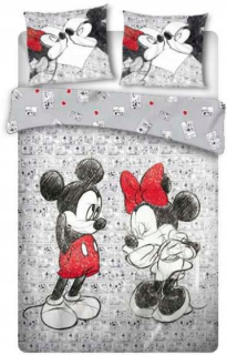 Mickey & Minnie 240 x 220 cm šedá prikrývka