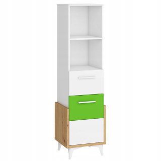 Ahoj nábytok _13 Bookcase 45s Artisan / Biały / Green