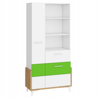 Hej nábytok _18 95W Artisan / Biały / Green Bookcase
