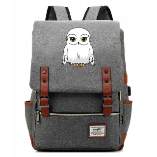 Owl Teenagers Schoolbag USB Usb Fľaša batoh (šedá)