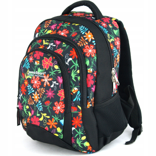Yeepsport School Backpack s114dx farebné kvety 2