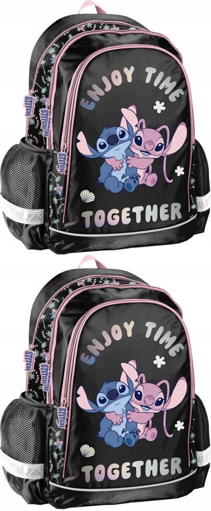 Školský batoh Paso Disney Stitch, dvojkomorový, čierny