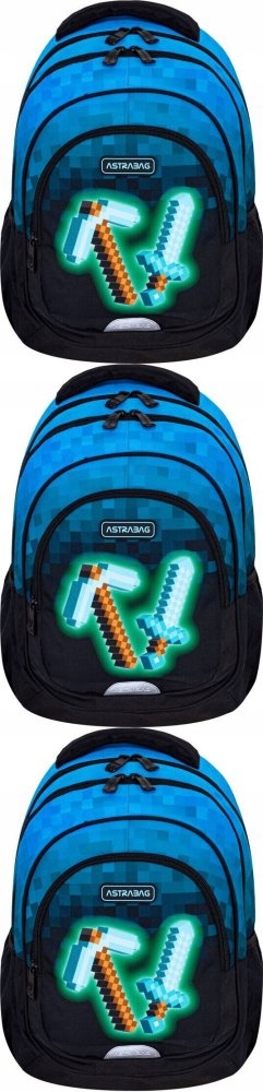 Školský batoh Astra Astrabag Blue Pixel, trojkomorový, 20l
