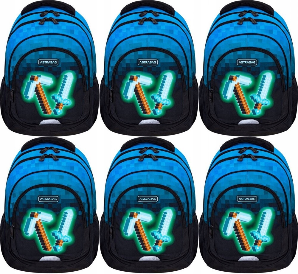 Školský batoh Astra Astrabag Blue Pixel AB330 s tromi priehradkami, 20l