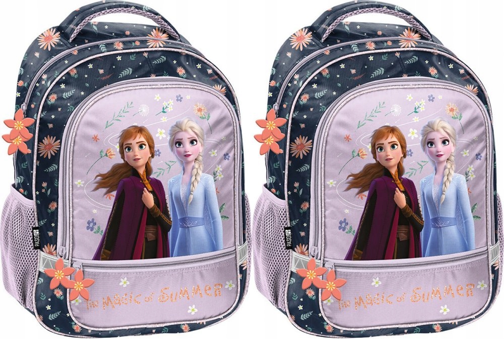 2x Detský školský batoh Disney Frozen, s dvoma priehradkami, 38x28x15 cm