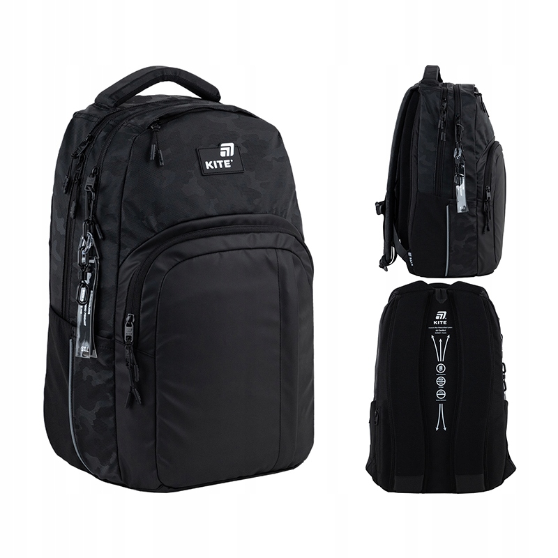 Školský batoh pre mládež Kite K25-2578L-1 - čierny, odolný a štýlový