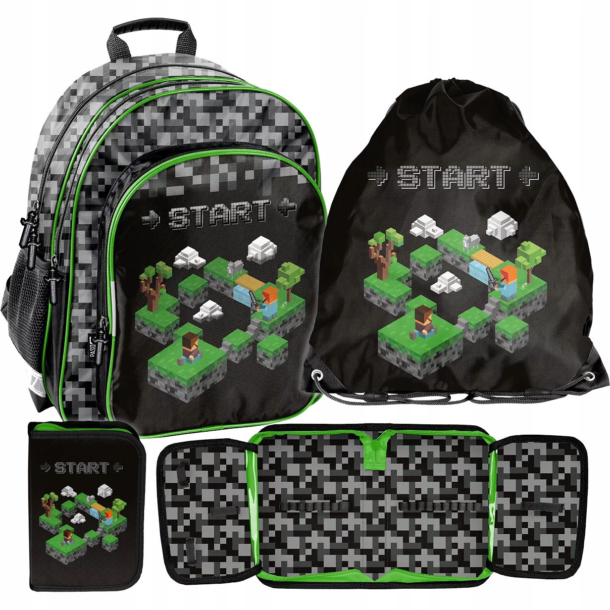 Školský set Paso Game pre fanúšikov Minecraftu: batoh, puzdro, vrece