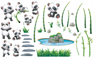 Sada nálepiek na stenu Panda Panda XXL Set