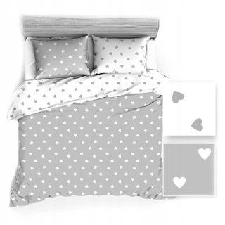 Bavlnená posteľná bielizeň 160x200 R112 White Grey Heart