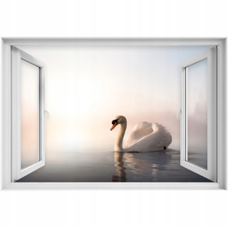 Self -adhézne 3D okenná stena Swan 90x60